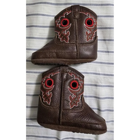 Ariat Lil Stompers Infant Brown Cowboy Boots Sole Measures 5" - Picture 3 of 5